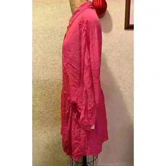 Elan Oversized 3/4 Sleeves Drawstring Tie Side Blouson Mini Dress Pink Size M - Picture 5 of 9
